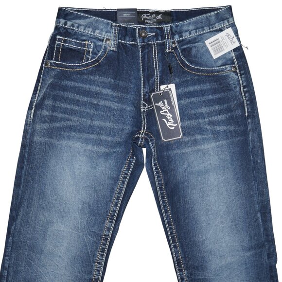 True Luck Men's Bootcut Jeans Size 30x32 Thick Stitched Pockets Dark Wash BKE - Picture 4 of 9